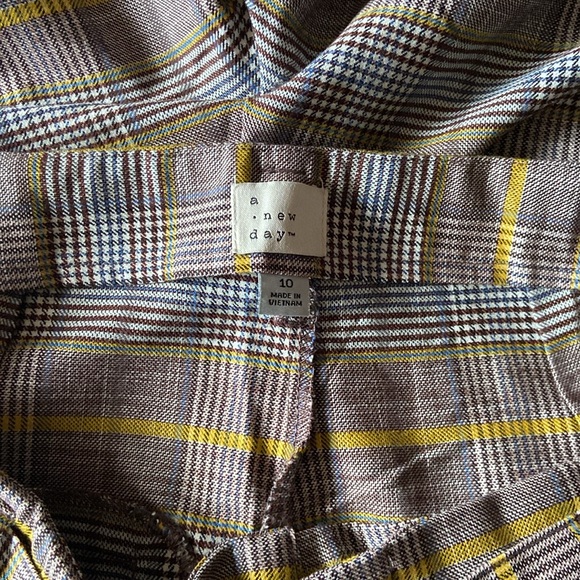 A New Day Belted Pleat Front Plaid Pant Size 10 - Picture 10 of 13